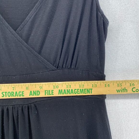 EILEEN FISHER Dress XS Stretch Rayon Jersey Surplice Tank Maxi Shirred Black USA - Picture 13 of 16